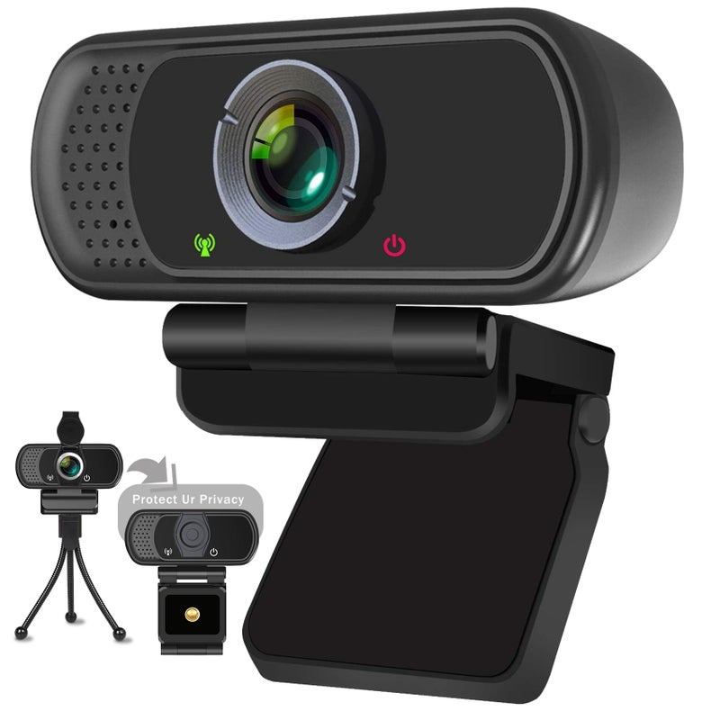 XPCAM Full HD 1080P Webcam with Privacy Shutter and Tripod, Pro Streaming Web Camera with Microphone, Widescreen USB Computer Camera for Laptop Desktop Mac - Image 1